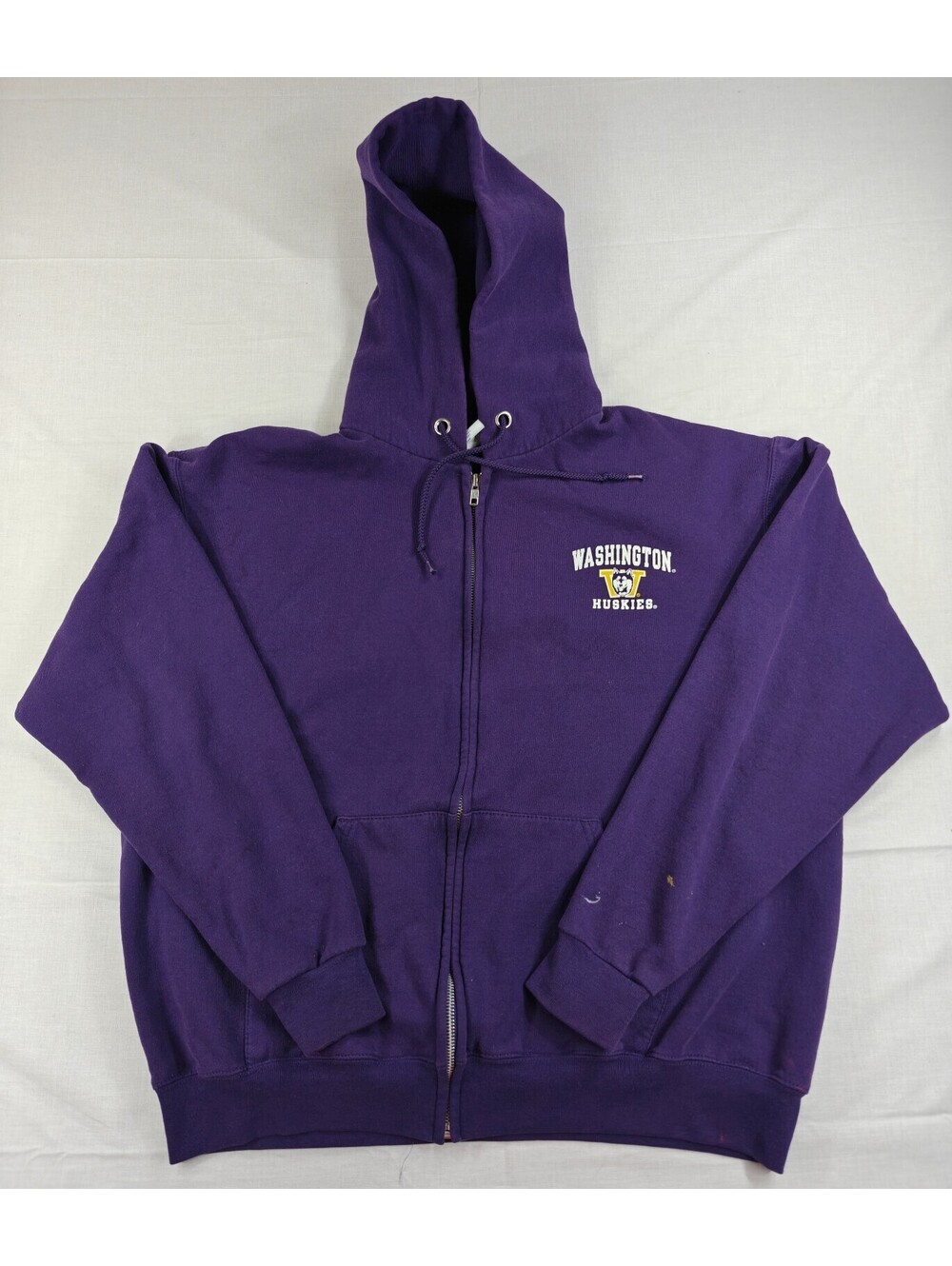 Champion Washington Huskies UW Men’s L Purple Full Zip Hoodie Sweatshirt